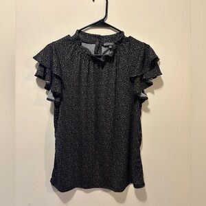 Adrianna Papell Black Ruffle Sleeve Top